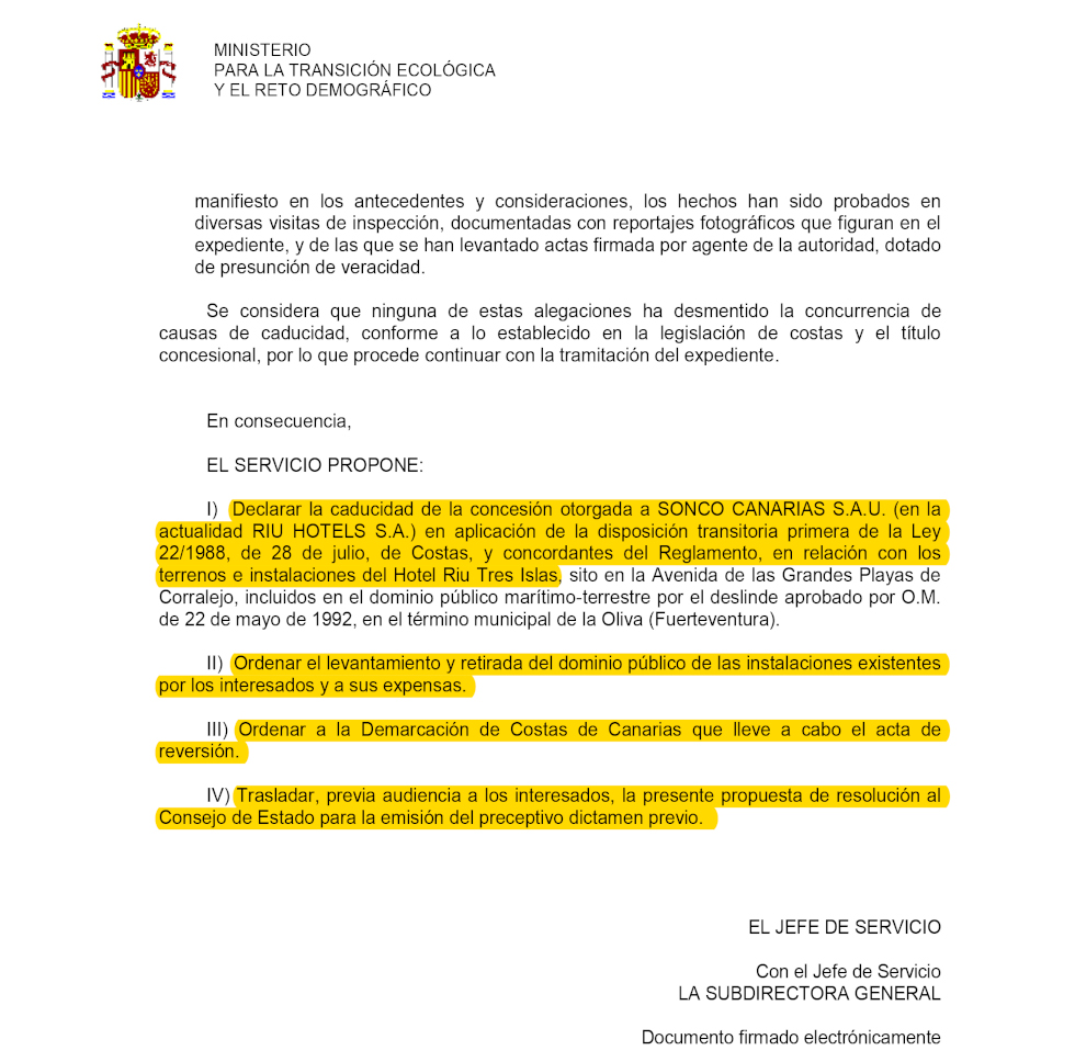 Madrid treibt Abriss des RIU Hotel Tres Islas im Norden von Fuerteventura weiter voran 1 030423 Costas propuestaresolucionTresIslas980